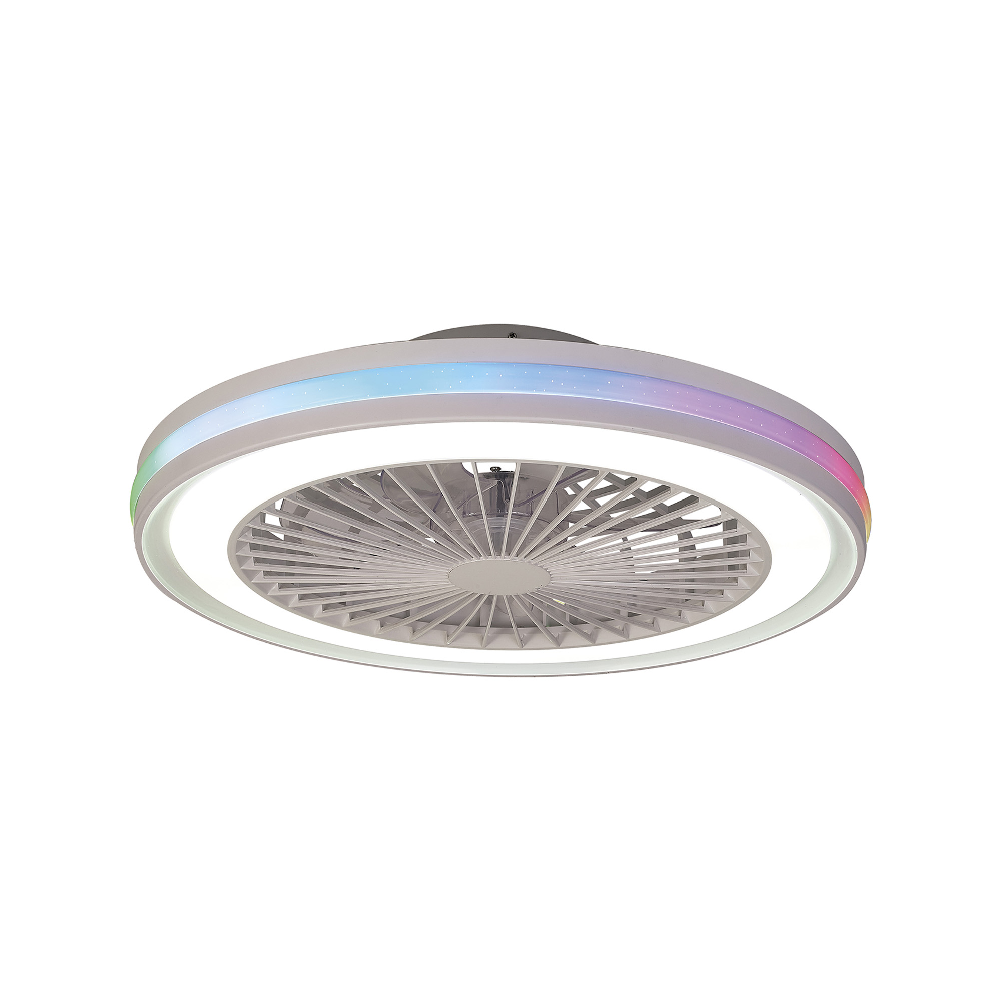 M8291  Gamer 40W LED Dimmable White/RGB Ceiling Light & Fan; Remote